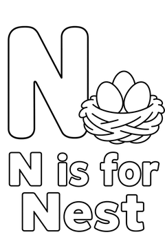N is for Nest line art