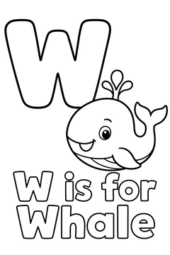 W is for Whale line art