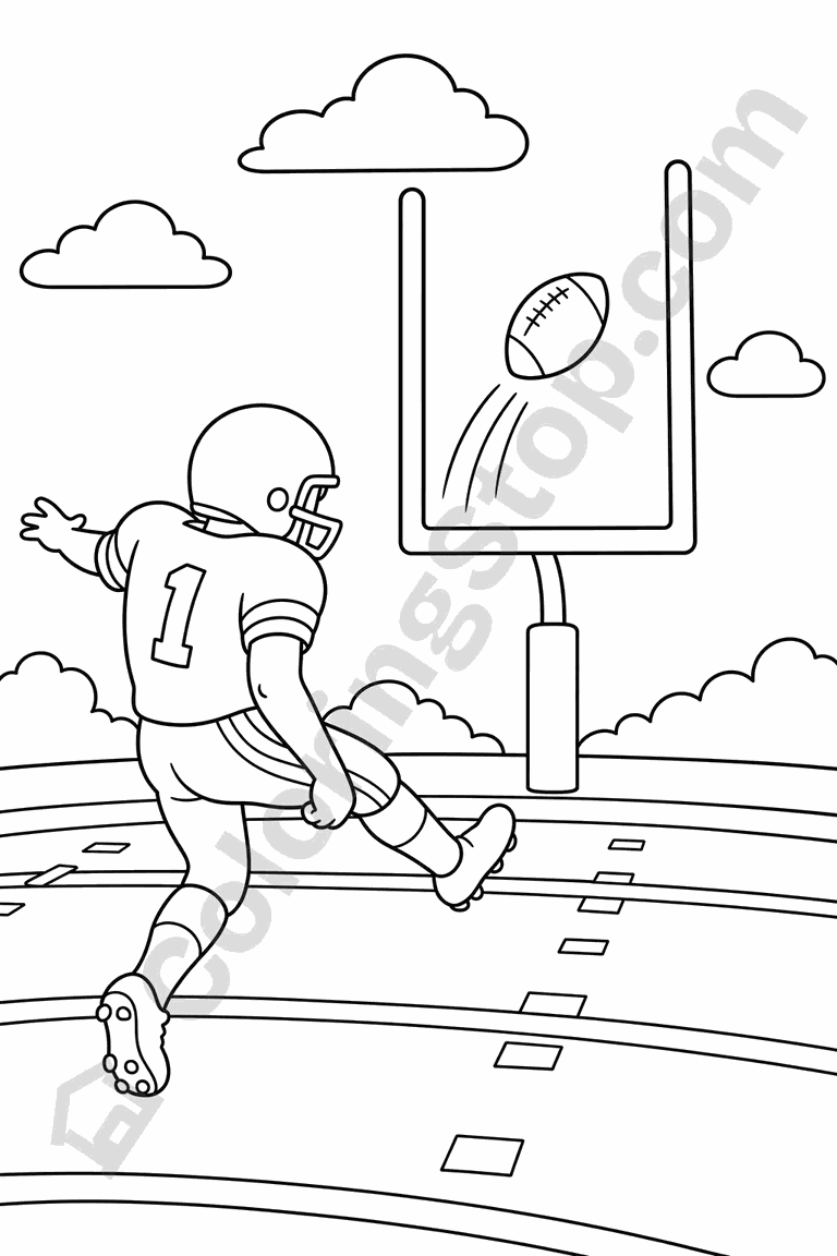 Field Goal Kick - line-art coloring page