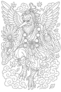 Tengu line art