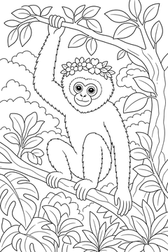 Gibbon - Crown line art