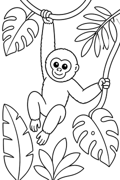 Gibbon - Jungle line art