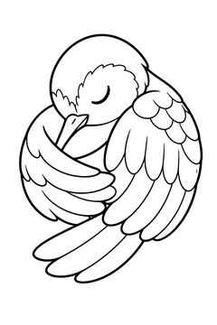 Hummingbird - Asleep line art