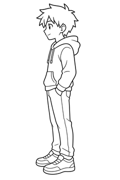 Anime Boy Standing line art