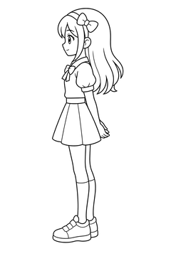 Anime Girl Standing line art