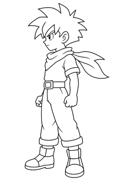 Anime Determined Face Standing line art