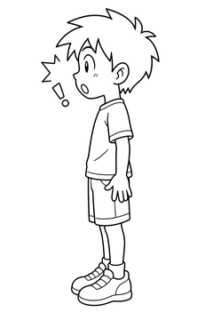 Anime Surprised Face Standing line art