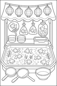 Goldfish Scooping Game line art