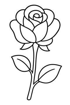Single Long-Stem Rose line art
