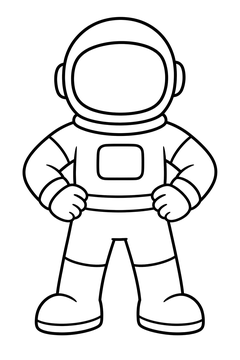Astronaut Standing Proud line art
