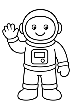 Astronaut Waving Hello line art
