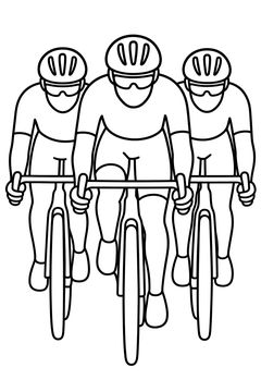 Cyclists in a Pack line art