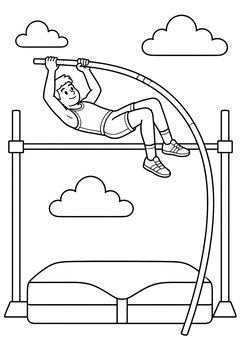Pole Vault line art