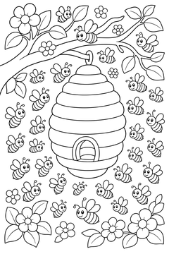 Swarm Around a Hive line art