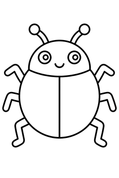 Friendly Round Beetle line art