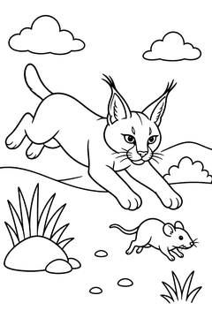 Caracal - Leap line art