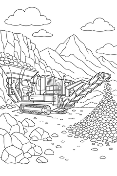 Mobile Rock Crusher line art