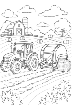 Round Baler line art