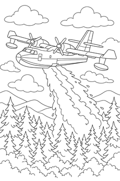 Water-Bomber Plane line art