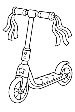 Kick Scooter With Streamers line art