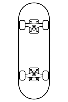 Skateboard Top View line art