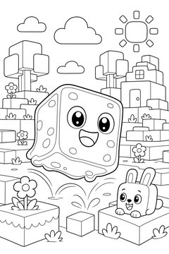 Bouncy Cube Slime line art