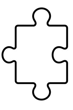 Single Jigsaw Puzzle Piece line art