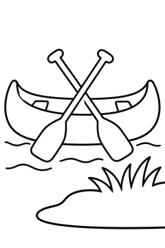 Canoe With Two Paddles line art