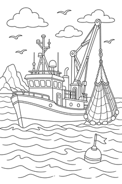 Fishing Trawler line art