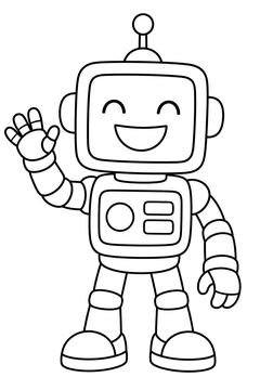 Screen-Face Smiley Robot line art