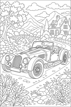 Detailed Classic Roadster line art
