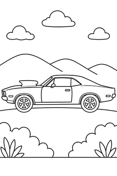 Muscle Car line art