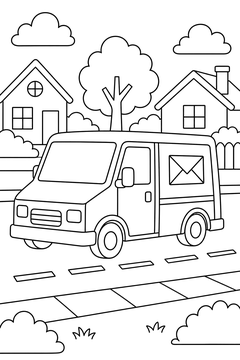 Boxy Postal Van line art