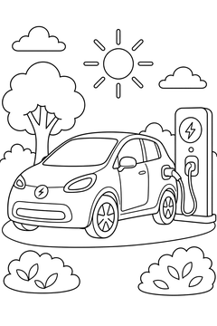 Compact Electric Hatchback line art
