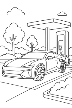 Electric Sports Coupe line art