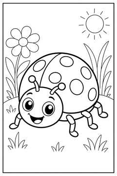 Cartoon Beetle line art