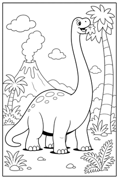 Cartoon Diplodocus line art