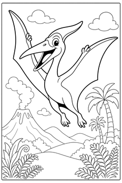 Cartoon Quetzalcoatlus line art