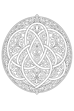 Circular Triple-Band Knot - line-art coloring page