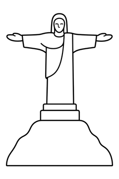 Easy Christ The Redeemer line art