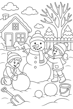 Building a Snowman line art