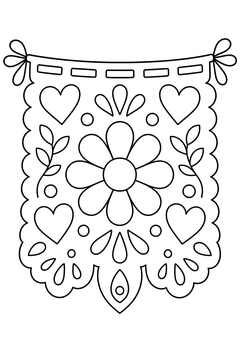 Papel-picado Banner line art