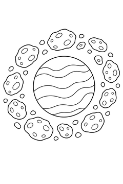 Asteroid Belt Ring - line-art coloring page
