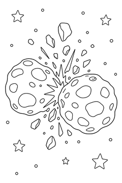 Asteroids Bumping line art