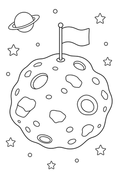 Asteroid With a Little Flag line art
