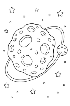 Asteroid With a Small Moon line art