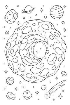Asteroid With a Tunnel line art