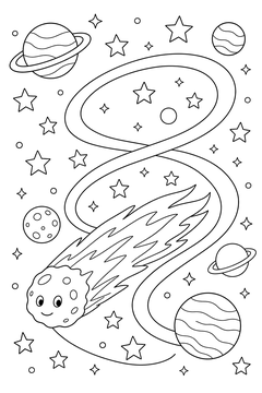 Comet Looping Twice line art