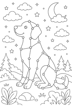 Star Dog Shape line art