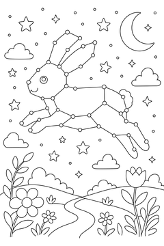 Star Rabbit Shape line art